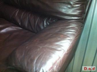 2 brown leather sofas